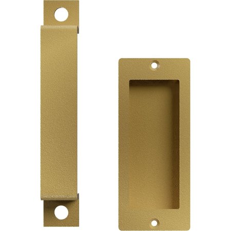EKENA MILLWORK 7" Pull Handle & 6" Flush Pull for 2 1/4" Doors, Jacob's Gold GB6001PP5076G